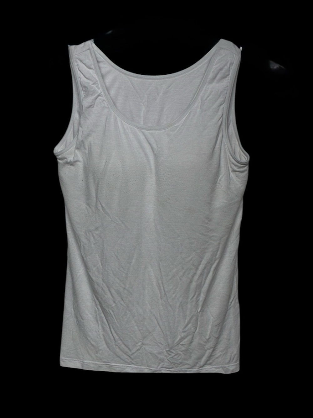 White Scoop Neck Tank Top Built In Shelf Bra Stretch Layering Cami